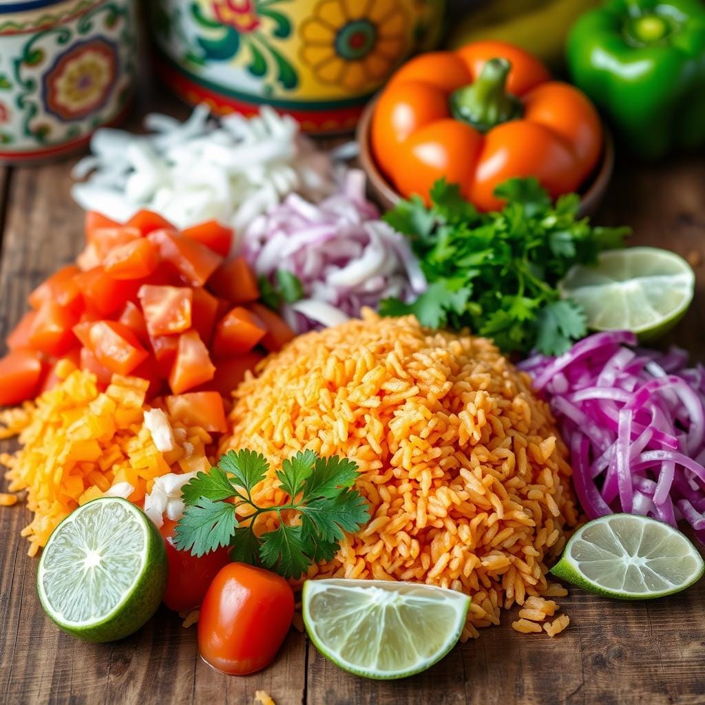 Mexican rice dish components