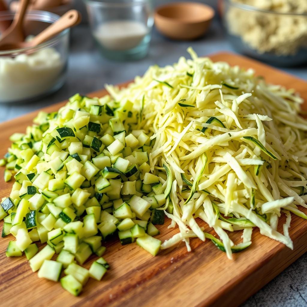 grated and shredded zucchini
