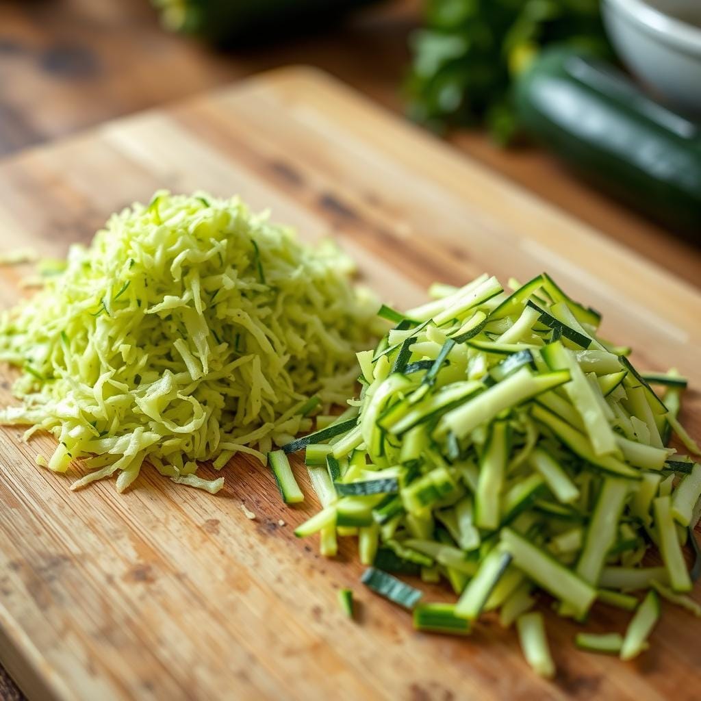 grated and shredded zucchini