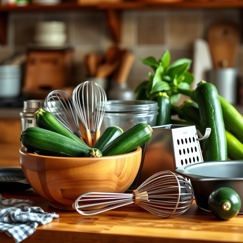 zucchini bread baking tools