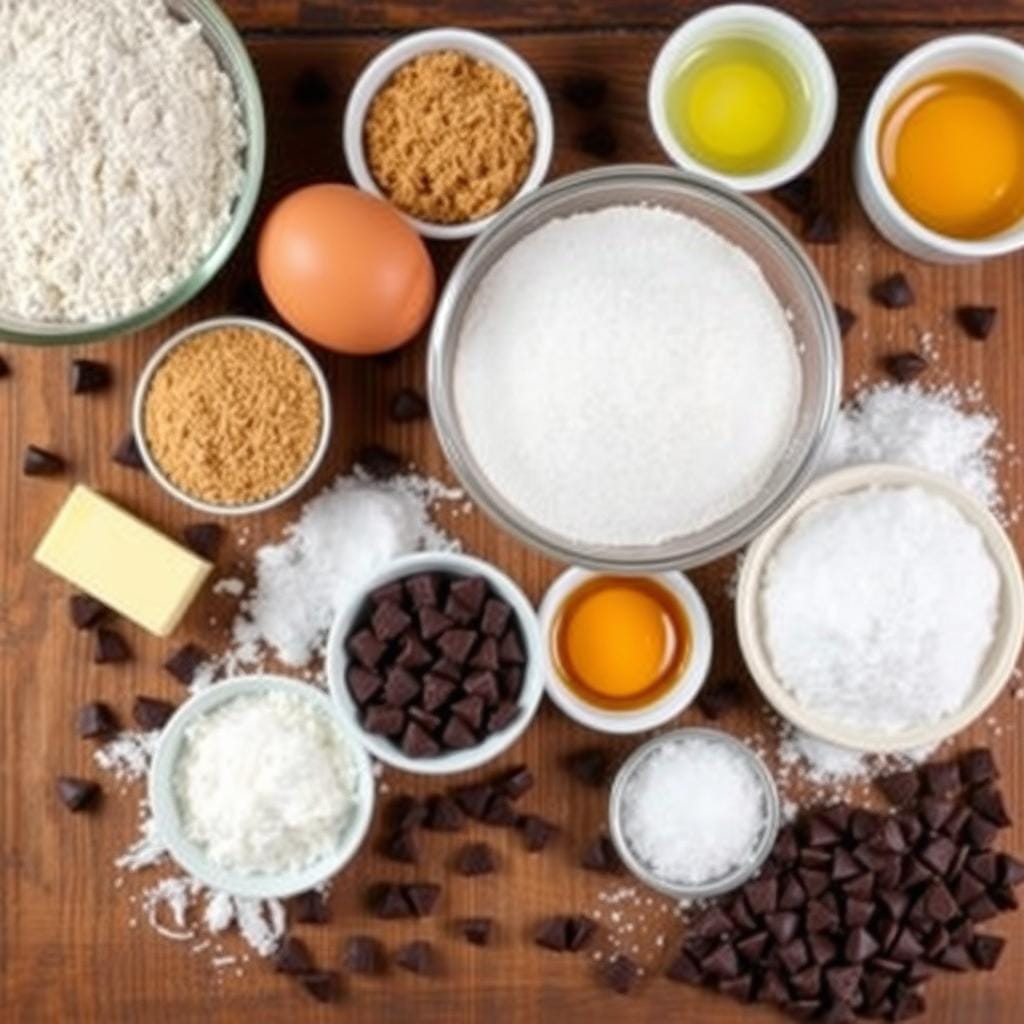 Ingredients for chocolate chunk cookies