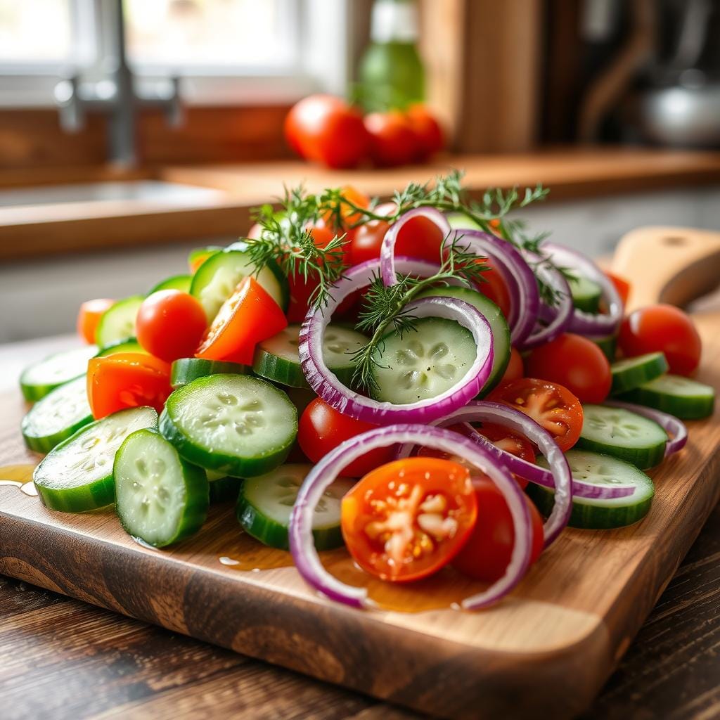 What does a cucumber salad contain?