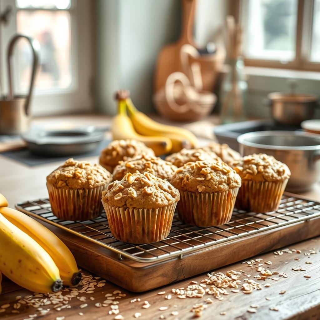 banana oat muffins