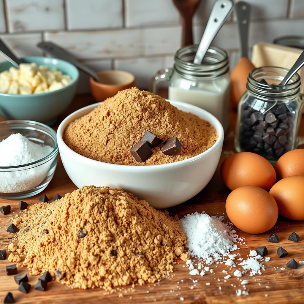 fresh ingredients for delicious chocolate chunk cookies