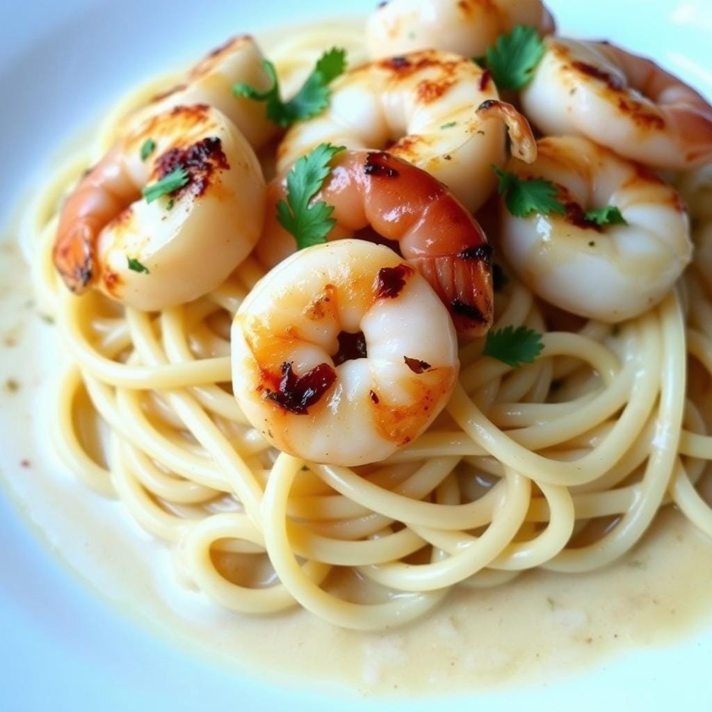 garlic butter scallop and shrimp pasta